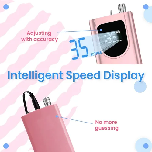 Vista 4 de Delanie Taladro de uñas eléctrico profesional 35000 RPM recargable portátil E-File para tecnología de uñas, oro rosa