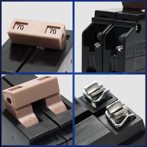 Vista 3 de Disyuntor de 270 2 polos y 70 amperios, disyuntor de caja moldeada enchufable tipo 3/4 pulgadas, protección magnética térmica, 10 KAIC, 120/240 V
