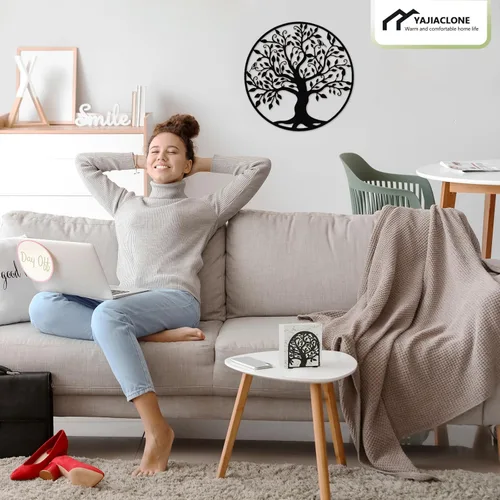 Vista 3 de YAJIACLONE Soporte de Servilletas de Metal Negro en Forma de Árbol de la Vida para Mesa, Soportes de Servilletas para Servilletas de Papel