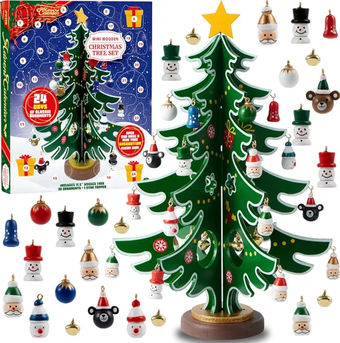JOYIN Calendario de Adviento de Navidad 2025, Calendario de Cuenta Regresiva de 24 Días con Árbol de Navidad 24 PIEZAS Adornos para Niños y Niñas y