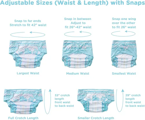 Vista 7 de Littleforbig Lavable Ajustable Reutilizable Tela Impermeable Adulto Pañal Envoltura De La Cubierta De Un Tamaño - Pantalones Para Orinal, Azul
