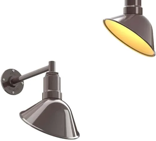 Vista 79 de Steel Lighting Co. Luz de Letrero de Tienda Venice para Pared de Acento de Restaurante Exterior Cúpula de 9 pulgadas Brazo Recto de 6 pulgadas