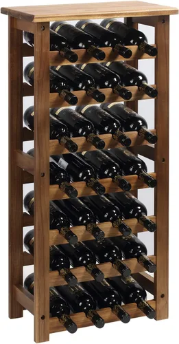 Everous Estante de madera para vino, 28 botellas, 7 niveles, soporte de madera para vino, organizador de almacenamiento para cocina, despensa,