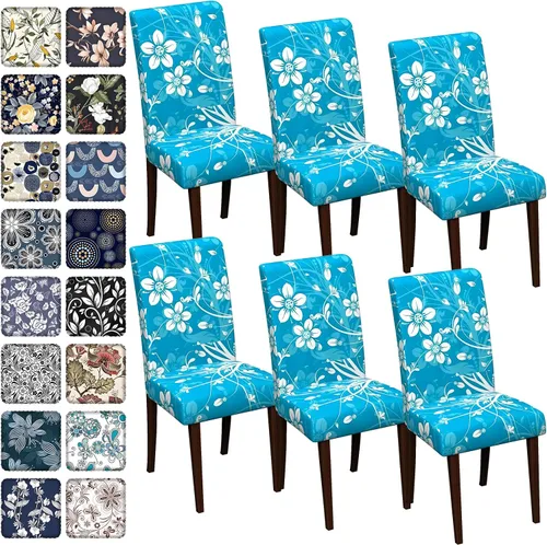 Vista 116 de Fundas para sillas de comedor CoSofSLIP, juego de 2, fundas estampadas elásticas antideslizantes, fundas extraíbles y lavables para sillas