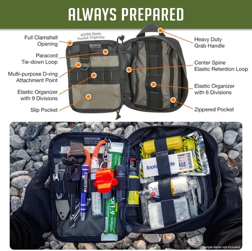 Vista 4 de MAXPEDITION Organizador de Bolsillo Beefy, Compacto, Compatible con MOLLE, Bolsa Táctica de Nylon 1000D, Herramientas de Portación Diaria