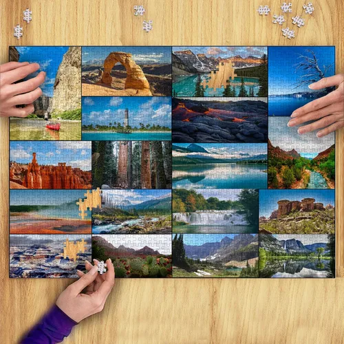 Vista 5 de Rompecabezas de parques nacionales para adultos, 1000 piezas, rompecabezas de madera de parque nacional, Yellowstone, Yosemite, Colorado/Gran Cañón