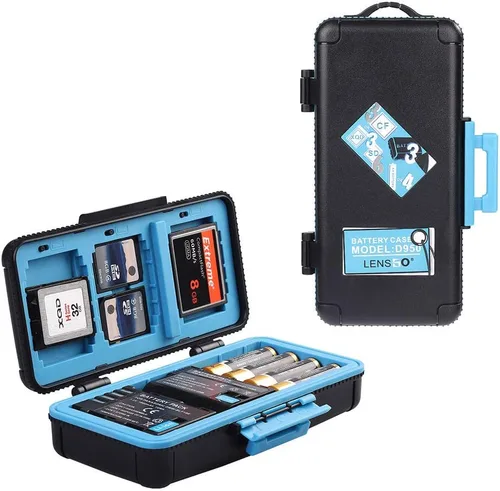 Vista 10 de LENSGO Estuche para tarjeta de memoria de batería de cámara, protector duro para tarjeta de memoria, resistente al agua, antigolpes, caja
