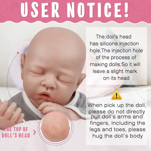 Vista 2 de Vollence Muñeca de bebé de silicona para dormir de 18 pulgadas que se ve real, muñeca de bebé reborn, muñecas de bebé realistas reales - niño