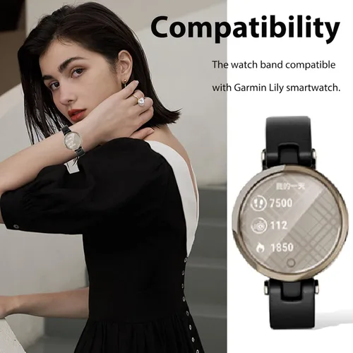 Vista 2 de Miimall Correa de reloj de cuero compatible con Garmin Lily Smartwatch correa, correa de reloj de repuesto de liberación rápida, correa ajustable