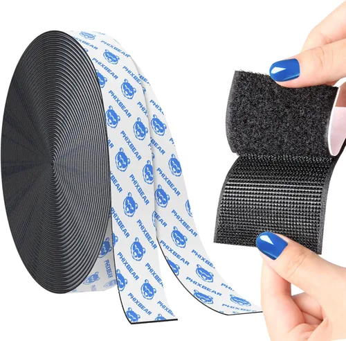 PHIXBEAR Cinta de gancho y bucle de resistencia industrial, hecha de 3M, 1.18 pulgadas x 11.5 pies, rollo de tiras adhesivas súper fuertes para el
