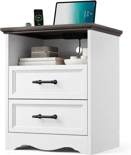 Vista 22 de Cómoda de Granja Negra para Dormitorio, Moderna Cómoda de 6 Cajones, Cómoda Alta de 44" con Manijas de Metal Cepillado, Organizadores de Armario