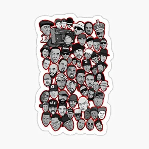 Old School Hip Hop Legends Collage Art Sticker - Adhesivo gráfico – Auto, pared, portátil, celda, camión adhesivo para ventanas, coches, camiones