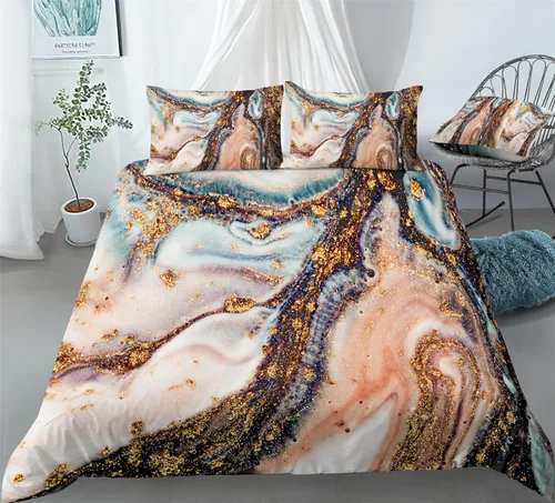 Vista 4 de REALIN Color Swirl Marble Duvet Cover Set Marble Prints Bedding Girl Boy Kids Bed Sets 2/3/4PCS Quilt Covers/Sheets/Pillow