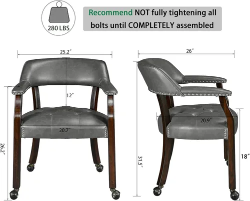Vista 10 de Silla de comedor con ruedas, sillas de capitán con rodillos, juegos de dinette, sillas de póquer con ruedas, mesa de cocina, sillas rodantes, silla