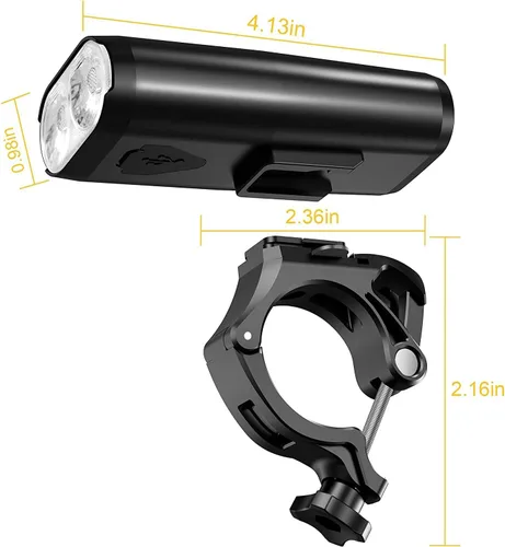 Vista 5 de Akale Luces de bicicleta para conducción nocturna, luces de bicicleta delanteras y traseras, 4 modos de luz, IPX4 impermeable, faro delantero y luz