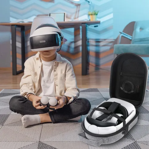 Vista 5 de BOVKE VR Oculus Quest 2 - Funda rígida de transporte para Meta Quest 2 con auriculares de realidad virtual y controladores táctiles bolsillo