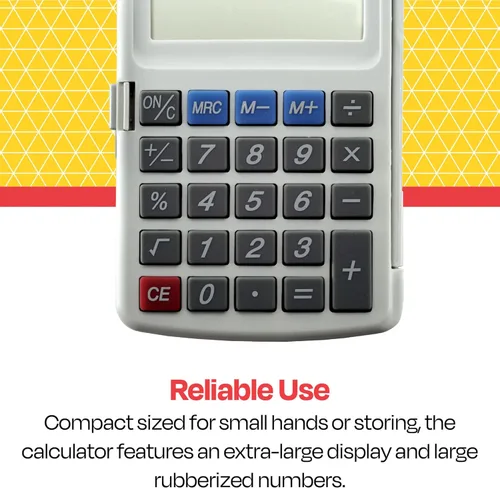Vista 3 de School Smart Calculadora de bolsillo de doble potencia LCD de 8 dígitos, 2-7/8 x 3/8 x 4-5/8 pulgadas