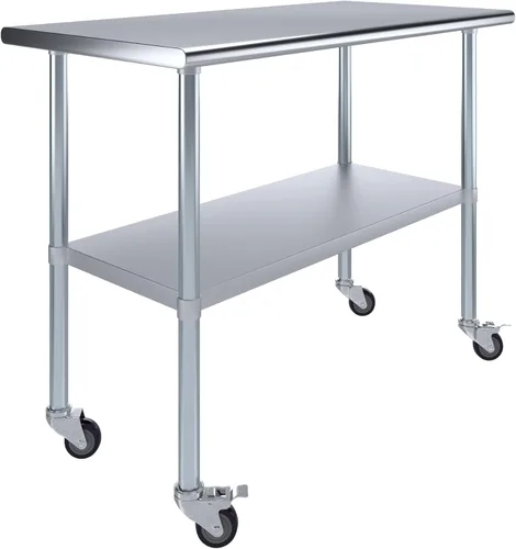 Vista 51 de Mesa de trabajo de acero inoxidable, mesa de metal