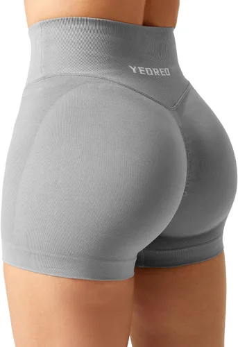 YEOREO - Pantalones cortos de entrenamiento Scrunch Butt para mujer, 3.5 pulgadas, sin costuras, cintura cruzada en forma de V, para hacer deportes
