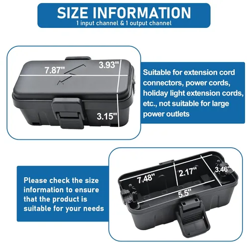 Vista 2 de 1 caja de conexión eléctrica resistente a la intemperie, caja eléctrica para exteriores, cubiertas de cable de extensión resistentes a