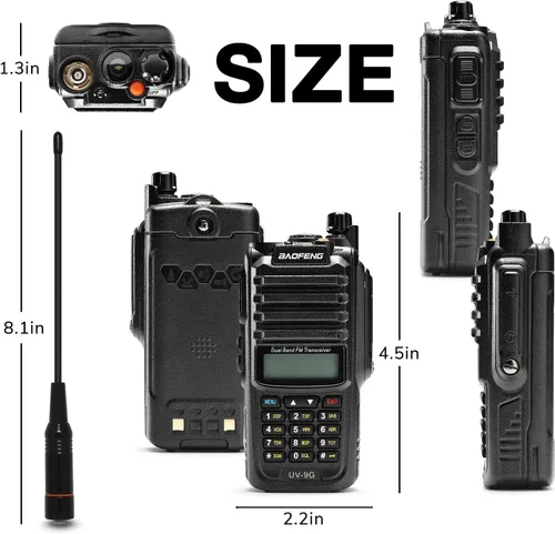 Vista 9 de BAOFENG UV-9G GMRS Radio, Radio bidireccional impermeable IP67 para adultos, Escáner y receptor NOAA de largo alcance, Radio recargable portátil