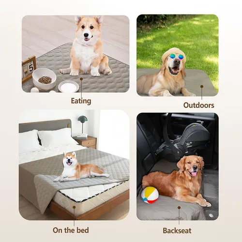 Vista 6 de gogobunny - Manta para perros y gatos 100% impermeable y de doble cara, funda suave para cama de mascotas, reversible, protege muebles, piedra