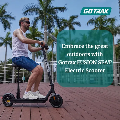Vista 6 de Gotrax Fusion Seat Electric Scooter for Adults, 8.5" Solid Tire Max 14 Miles Range, 15.5/18 Mph 2 Gear Speed Power by 300W Motor, Rear Double