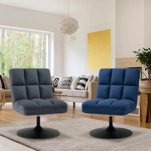Vista 4 de MCombo Sillas decorativas giratorias, silla tapizada sin brazos con costuras sin botones, modernas sillas de ocio para sala de estar, dormitorio