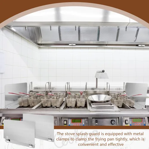 Vista 7 de Ferraycle 2 Paquetes Protector contra Salpicaduras de Acero Inoxidable para Freidora Protector contra Salpicaduras y Derrames Comercial para Estufa