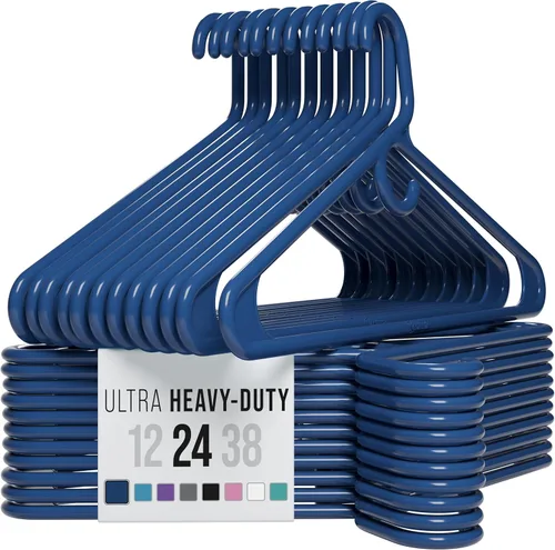 Vista 8 de NEATERIZE Perchas de ropa de plástico ultra resistentes - Aqua - Percha duradera para abrigos, trajes y ropa. Perchas De Ropa (Paquete de 12 - Aqua)