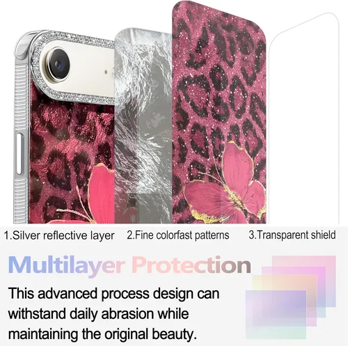 Vista 14 de I-MGAE-IN-AR - Funda diseñada para iPhone 12 y 12 Pro, diseño de mariposa plateada brillante, funda protectora de poliuretano termoplástico, suave