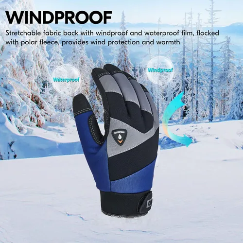 Vista 2 de Vgo... -20℃/-4°F COLDPROOF,Winter Work Gloves, Oil Resistant, Water Resistant & Windproof Gloves(Black&Gray,SL7721FW)