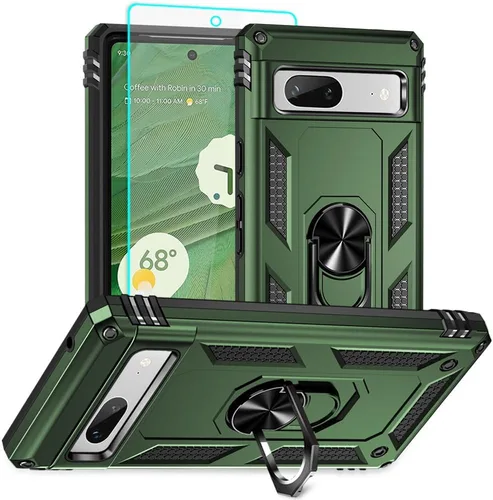 Vista 31 de Funda para Pixel 6a, Google Pixel 6A con protector de pantalla HD, [grado militar de 16 pies probada en caídas], anillo protector a prueba de golpes