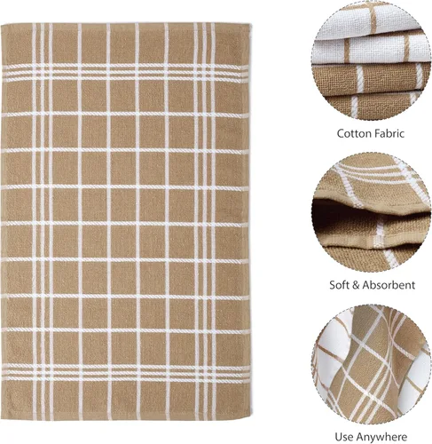 Vista 4 de Encasa XO Juego de toallas de cocina y paños de cocina, toalla de mano de algodón, multiusos, altamente absorbente, limpieza y reutilizable, 28 x 18