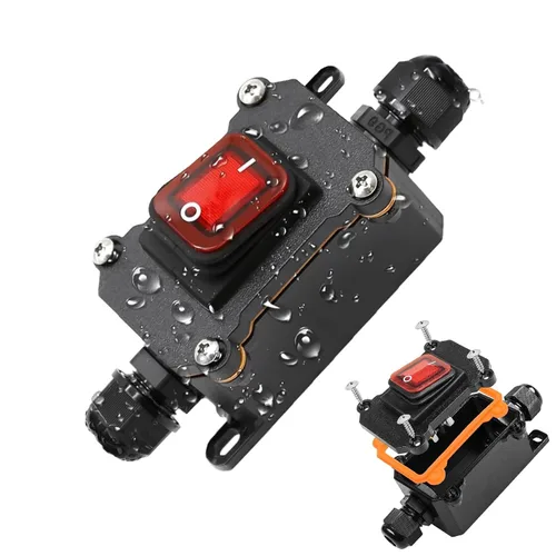 Vista 10 de Interruptor de línea de 12V IP67 impermeable, interruptor de palanca de encendido/apagado de 20A para exteriores, CC 12V-24V con botón basculante