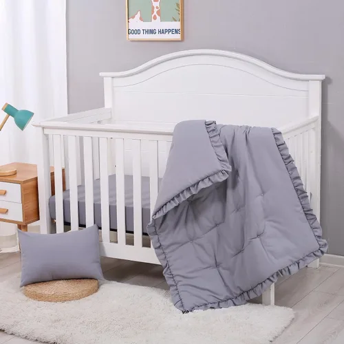Vista 3 de JISEN Juego de cama de cuna de 3 piezas para bebés, niños y niñas, color Oso