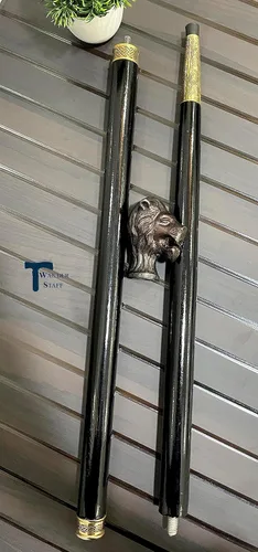 Vista 3 de 36'' Walking Stick Cane with Brass Derby Handle for Men & Women with Carving Joint Ring & 6cm Bottom Tip Hand Carved Wooden Stick