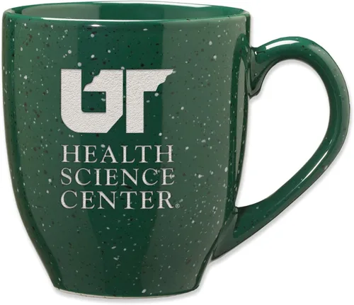 Vista 15 de Rico Industries NCAA Saint Joseph's (PA) Hawks Logo Principal Color Marrón 16 oz Logotipo del Equipo de Color Láser Grabado en Cerámica Moteada Taza