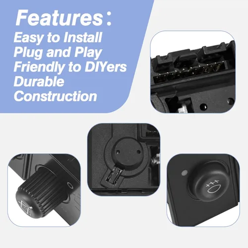 Vista 5 de Interruptor del limpiaparabrisas trasero, interruptor de control de luz antiniebla, compatible con Chevy Suburban 1500 2500 2003-2006 / Tahoe/GMC