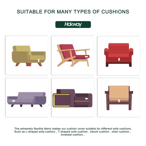 Vista 9 de Bundle of Hokway - Fundas de cojín elásticas para sofá, funda de cojín de asiento de sofá (azul ahumado, 1 unidad + 2 unidades)