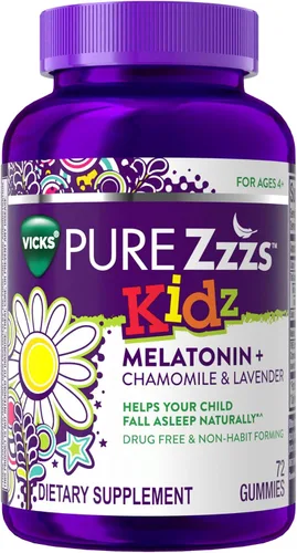 PURE Zzzs Kidz, gomita de melatonina para niños, ayuda para dormir, baja cantidad de melatonina para niños, con manzanilla y lavanda, melatonina 1