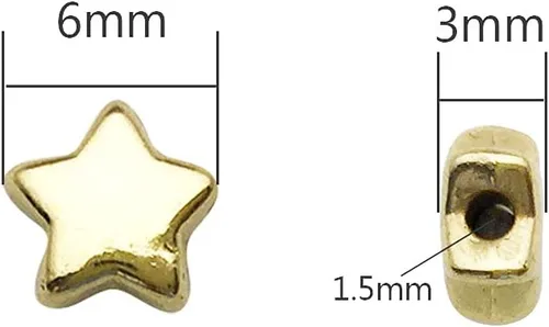 Vista 2 de 1500 cuentas espaciadoras KC doradas de cinco puntas de estrella sueltas de 0.236 pulgadas para pulseras, collares, joyas, manualidades (estrella)
