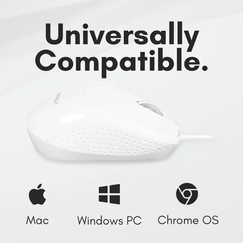 Vista 5 de Macally Mouse USB con cable con 3 botones, rueda de desplazamiento y cable de 5 pies de largo, mouse USB para computadora portátil y de escritorio