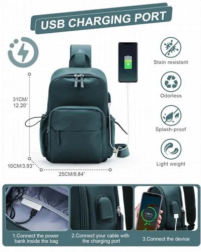 Vista 3 de Sling Crossbody Bag for Men Women, Tactical Backpack Shoulder Daypack Mini Anti-Theft Motorcycle Chest Bags, Small One Strap Backpack for Casual
