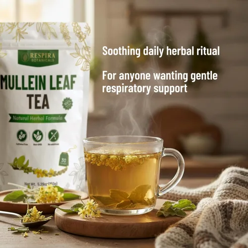 Vista 7 de Respira Botanicals - Bolsas de té de hoja de gordolobo para limpieza pulmonar y apoyo respiratorio, sin plástico, bolsas de té a base de plantas