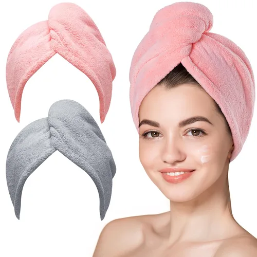 Vista 15 de Hicober Toalla de microfibra para el cabello, toallas de secado rápido para mujeres, turbante suave y ligero de secado rápido para cabello rizado