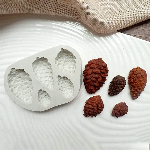 Vista 5 de Cestony Moldes de silicona de hoja de acebo y piña de Navidad para pastel de bricolaje, fondant, galletas, pudín de azúcar, chocolate, dulces duros