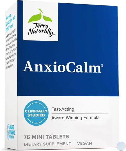 Terry Naturally AnxioCalm - 75 tabletas - Fórmula de acción rápida, no somnolienta, no adictiva, segura para adultos y niños a partir de 4 años, sin