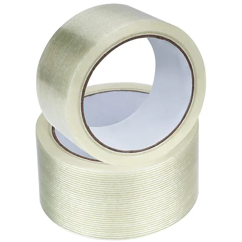 Vista 5 de KEILEOHO 5 rollos de cinta de fleje de filamento, 2 pulgadas x 55 yardas x 5.9 mil, cinta de filamento de fibra de vidrio transparente de alta