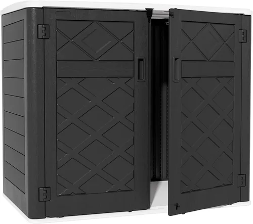 Vista 15 de ZZM Cobertizo de almacenamiento al aire libre de 4 x 2.5 pies, gabinete de almacenamiento impermeable de resina para herramientas de jardín con tapa